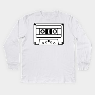 Balck and White Retro cassette Kids Long Sleeve T-Shirt